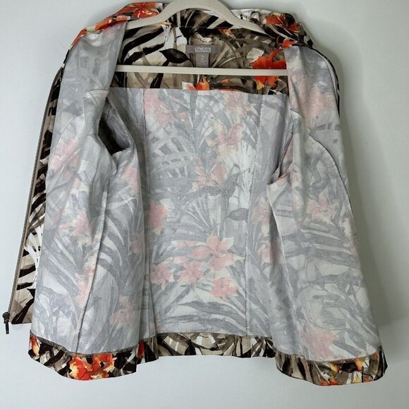 Chicos Tropical Zip Jacket Size Large 2 - Picture 6 of 9
